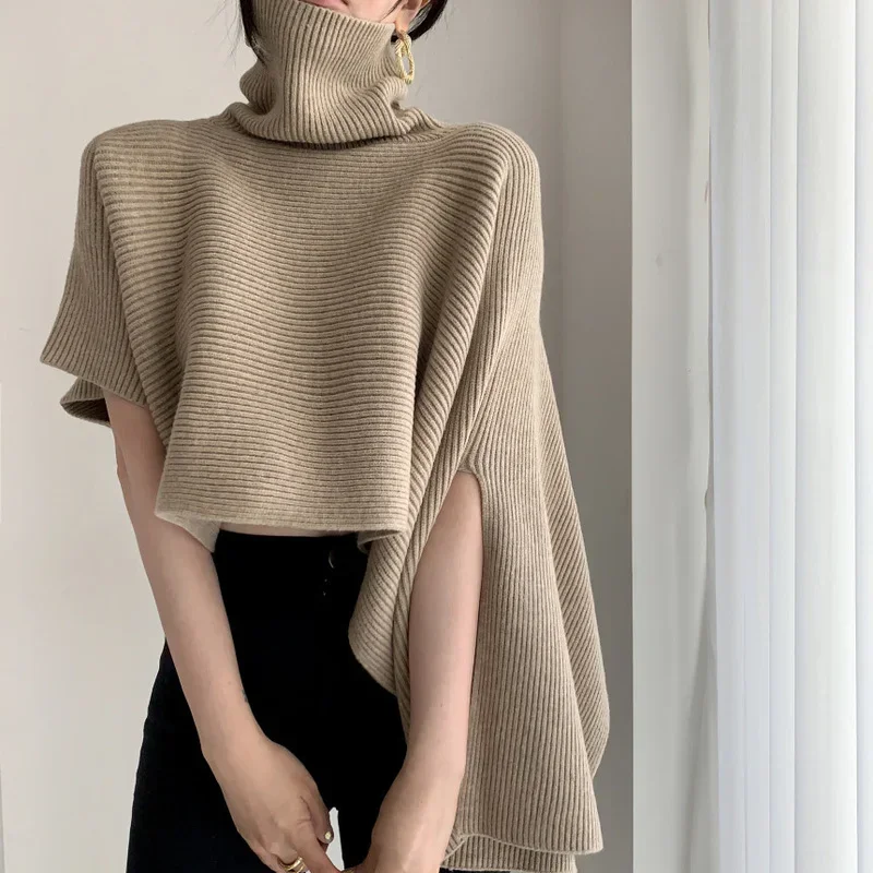 

Solid Shawl Cape Elasticity Women Scarf Accessories 2022 Fashion Korean Chic Cape Casual Knitting Scarves for Women Vintage Tops