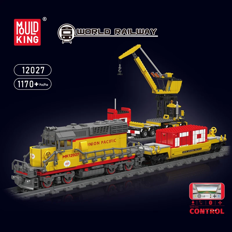 Mould King 12027 Technical Train Building Block Remote Control EMD SD40-2 Diesel Locomotive Model Assembly Car Brick Kids Toys