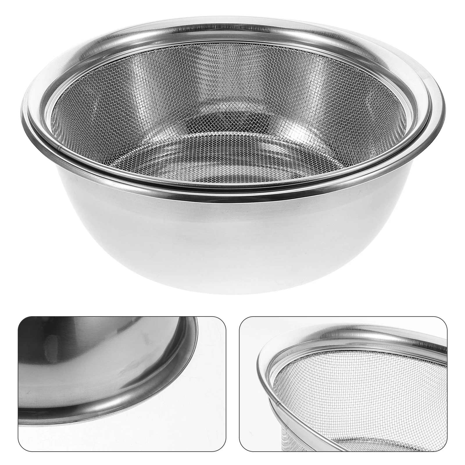 

1 set 1 Set Stainless Steel Fine Mesh Colander Strainer Rice Washing Basket For Fruits Vegetables Drain Kitchen Supply Household