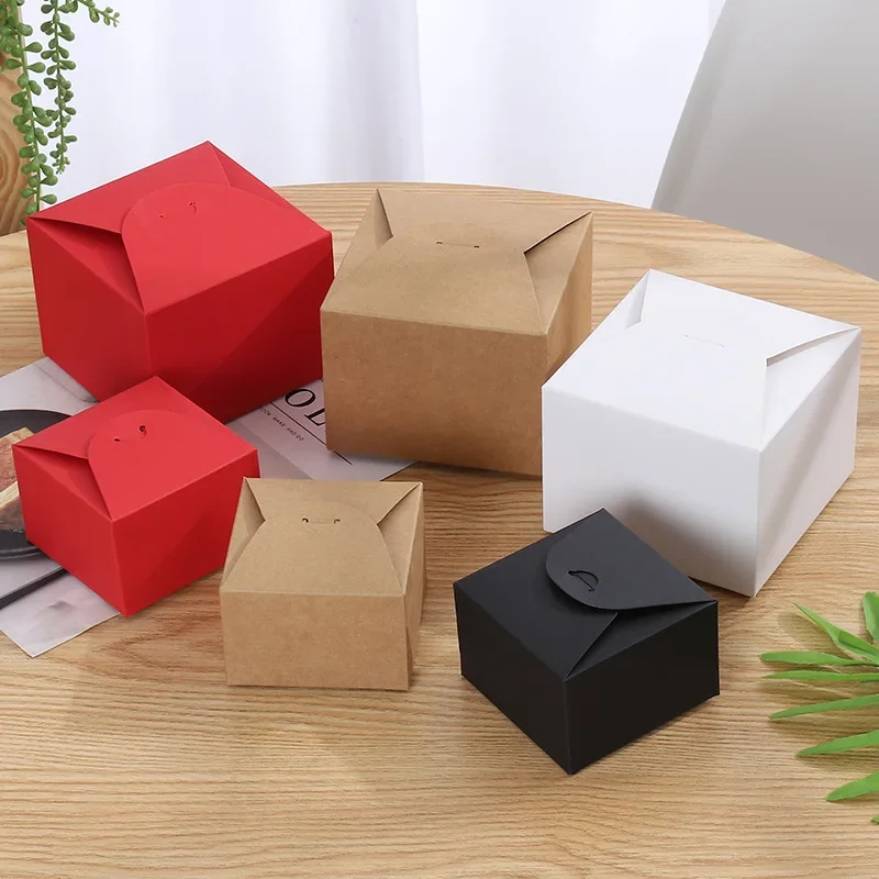 30pcs Square Kraft Gift Boxes Candy Cookies Nougat Cake Box Packaging Baby Shower Wedding Favor Gift Boxes Bake Package 3color