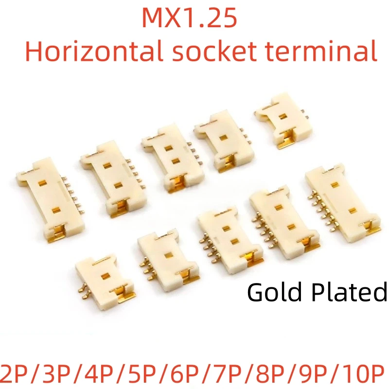 5/10/100pcs Mx1.25mm Ultra-thin,horizontal Socket Terminal Gold Plated Hub 2p3p4p-10p Connector