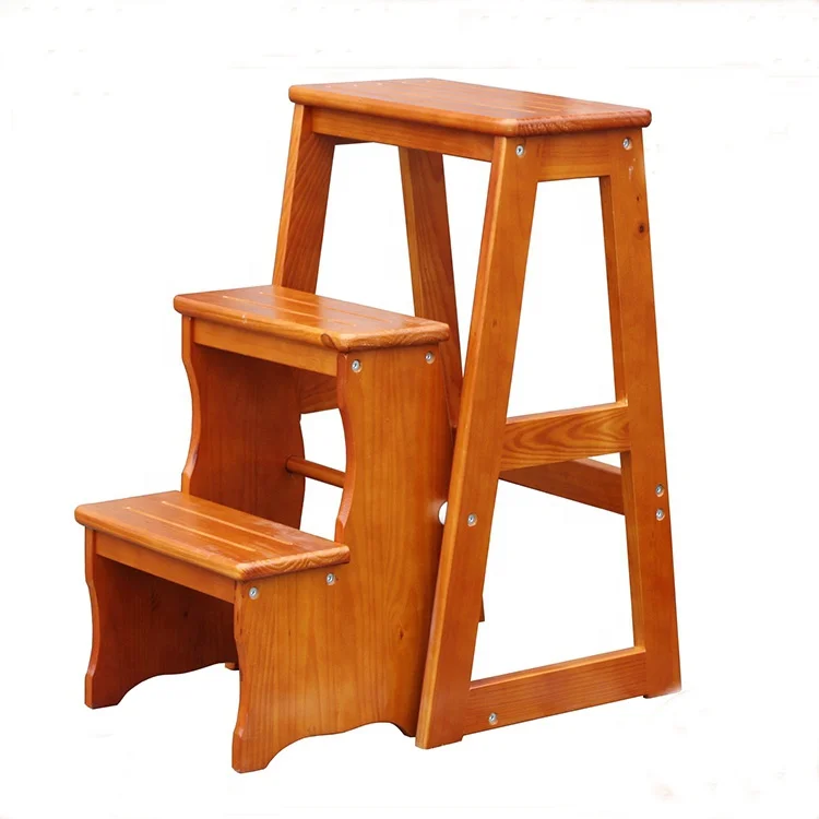 Solid Wood Household Multi-function Step Ladder Wooden Ladder Chair