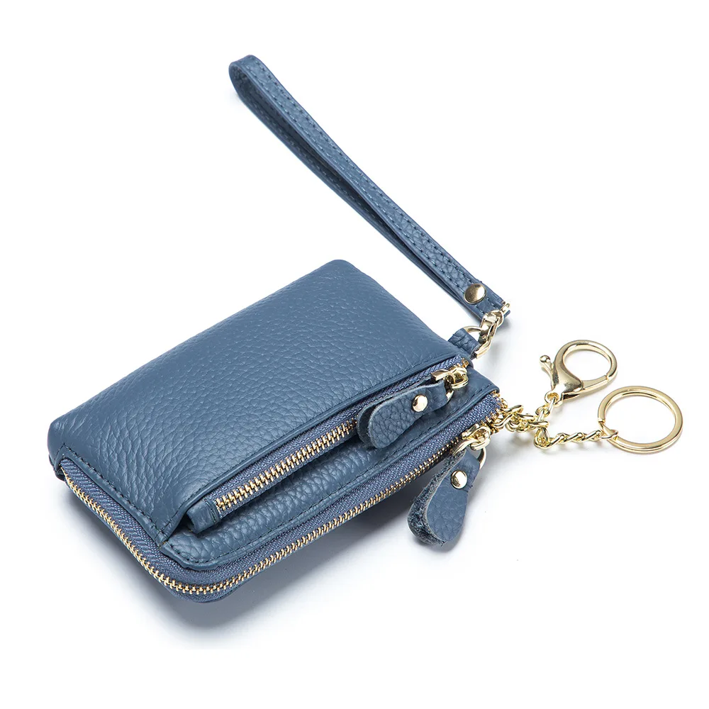 Women Coin Purse Full Grain Cowhide Genuine Leather Large Capacity Removable Wristband Change Purse 2022 Versatile Handy Wallet