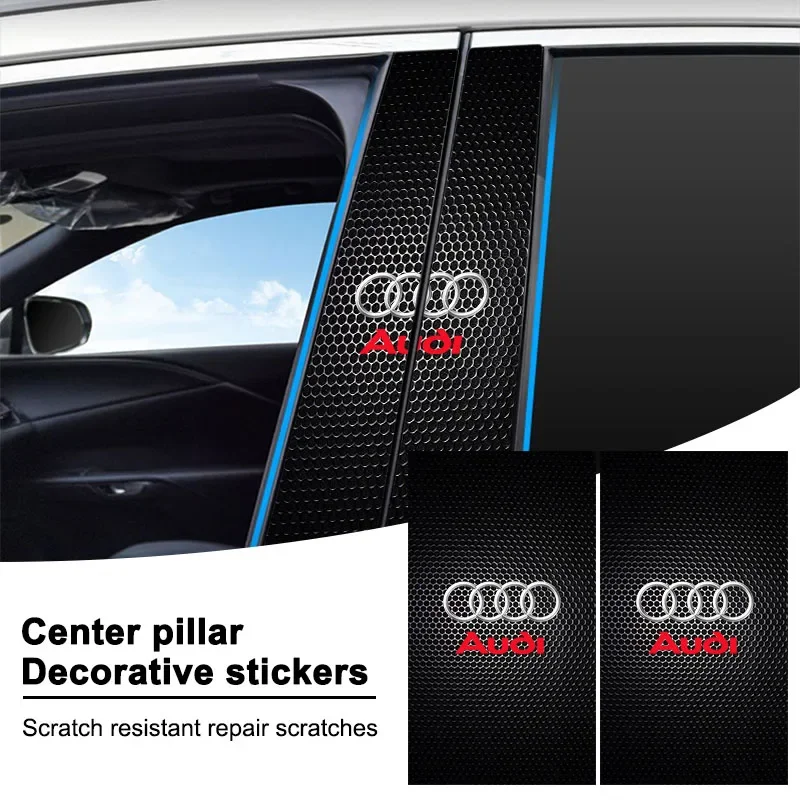 

New Car Center Pillar Sticker Auto Door Decorative Emblem Stickers For Audi sline A4 B8 B6 B7 B9 A3 A6 C7 C6 A5 Q5 Q7 A7 Q3 TT