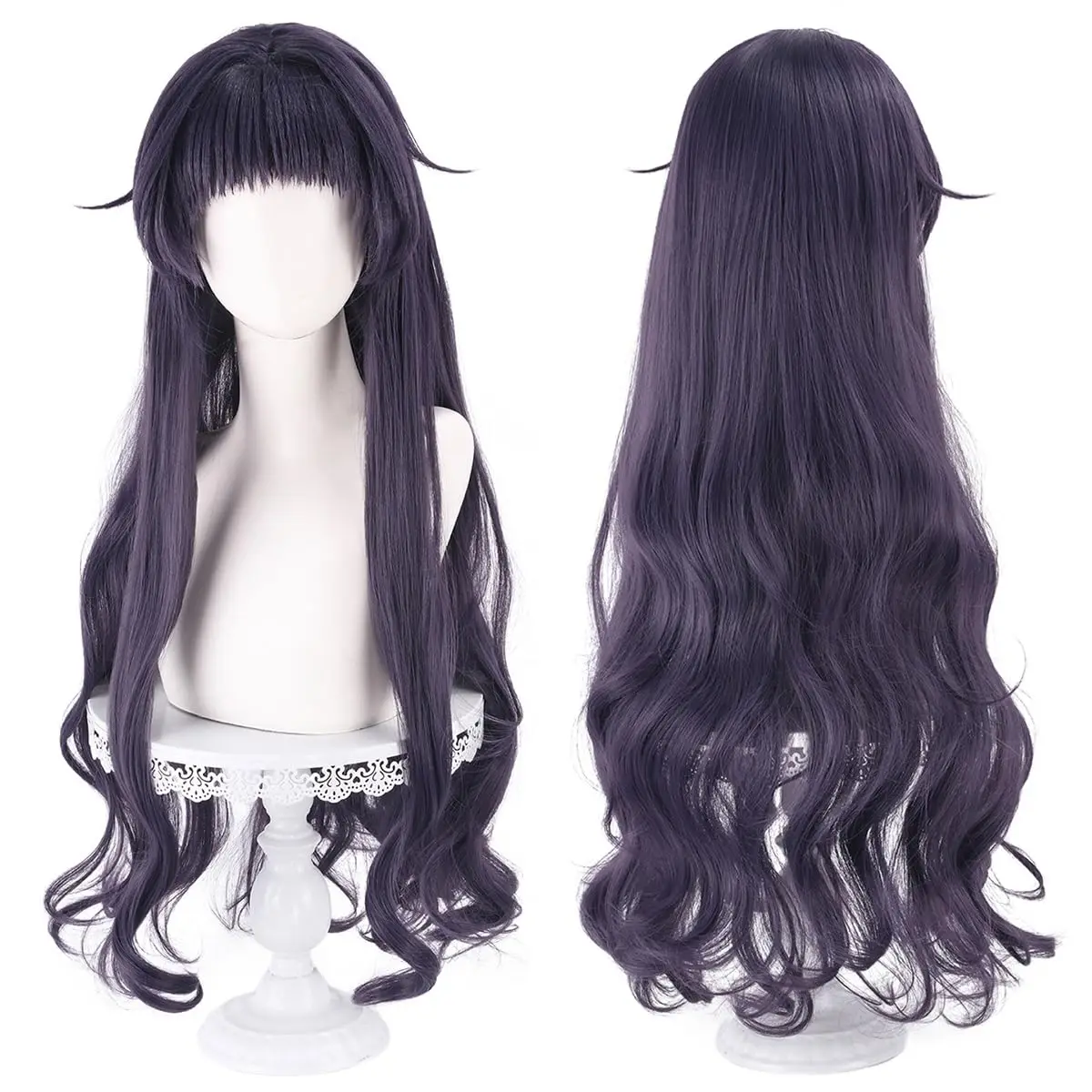 Kaoruko Waguri Cosplay Wig Anime Hair Light Purple Long Curly Wig for Women Halloween
