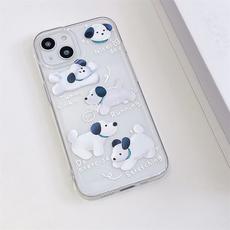 Cute Little White Dog Phone Case For iPhone 14 13 12 11 Pro XS MAX XR 7 8 Plus Mini SE2020 Silicone Cover Cases