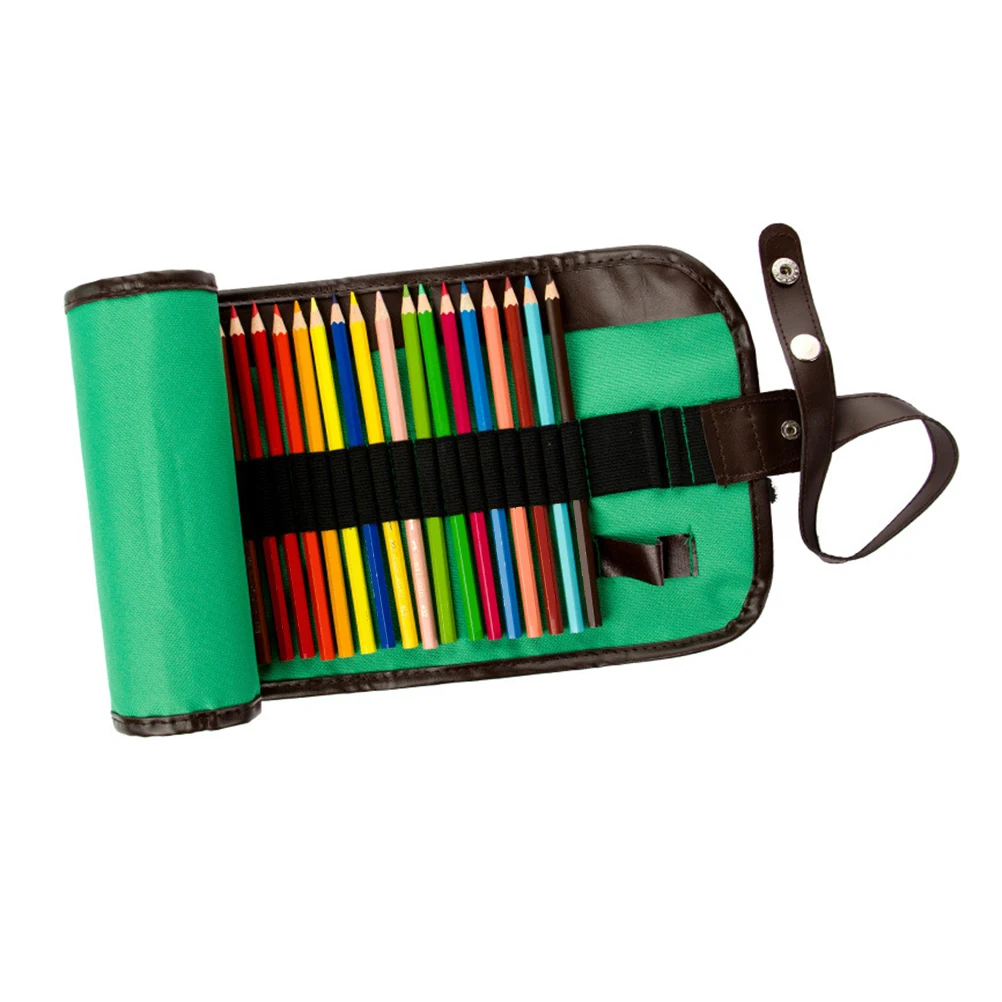 

Canvas Roll Up Pencil Case Storage Bag for Colored Pencils Students Artists Durable Washable Multi Slots Lightweight Compact