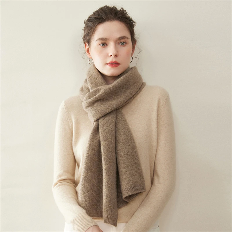 وشاح منسوج من الألماس الصلب عصري وأنيق، 100% كشمير، وصول جديد لخريف وشتاء، دافئ ومقاوم للبرد #3