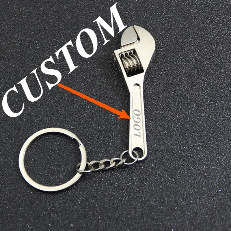1pc Custom Keychain Personalized Metal Simulation Tool Adjustable Wrench Customized Key Ring Car Accessories Gift Wholesale