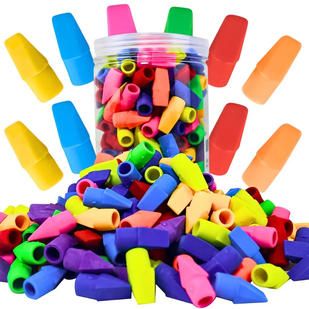 20/101/202pcs Random Color Pencil Cap Eraser Covers, Cute Top Erasers for Students Drawing and Erasing Work YMY