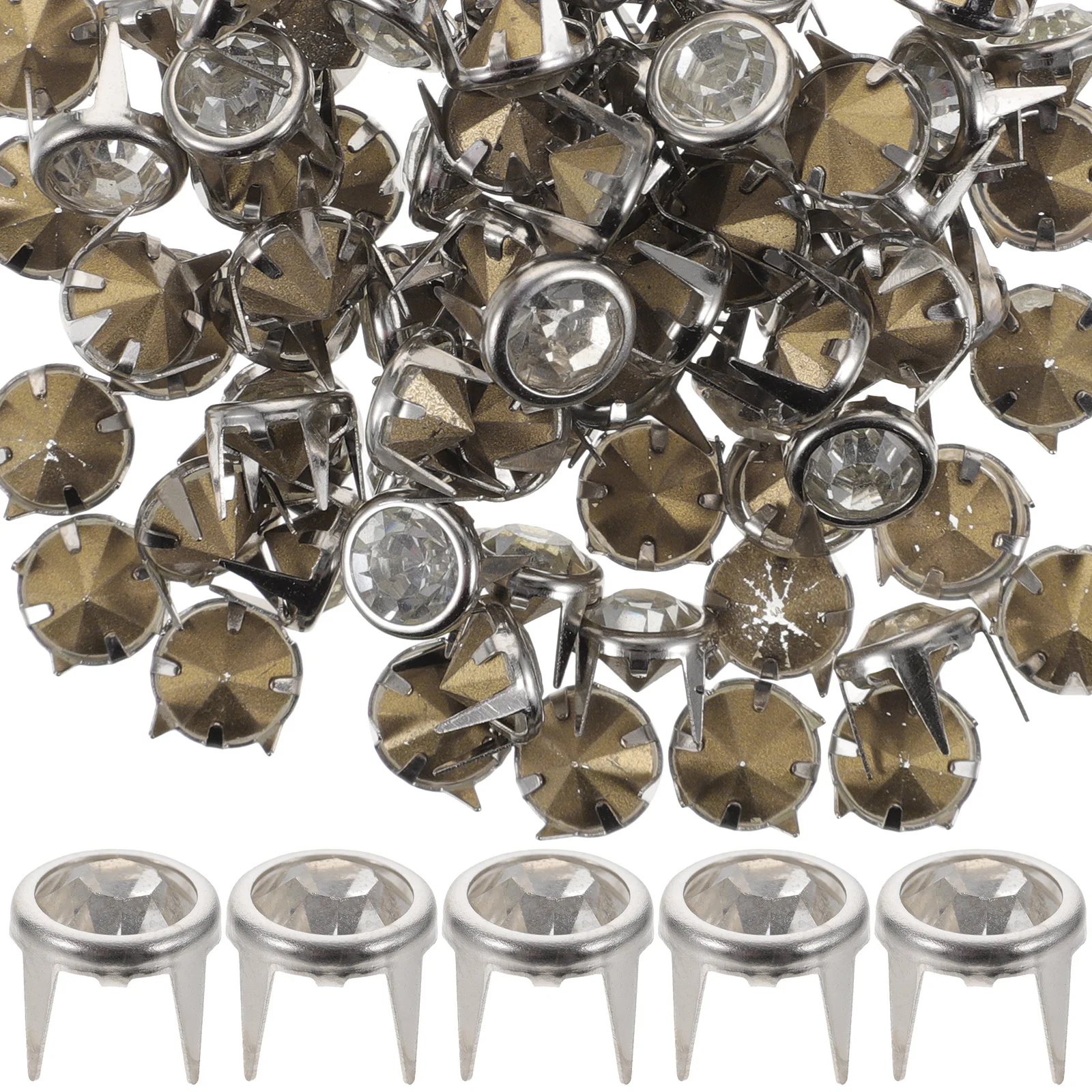 100Pcs Kristal Hiasan Kuku Rivet Cakar Berlian Imitasi DIY Kerajinan Tas Sepatu Aksesoris Fashion Spikes