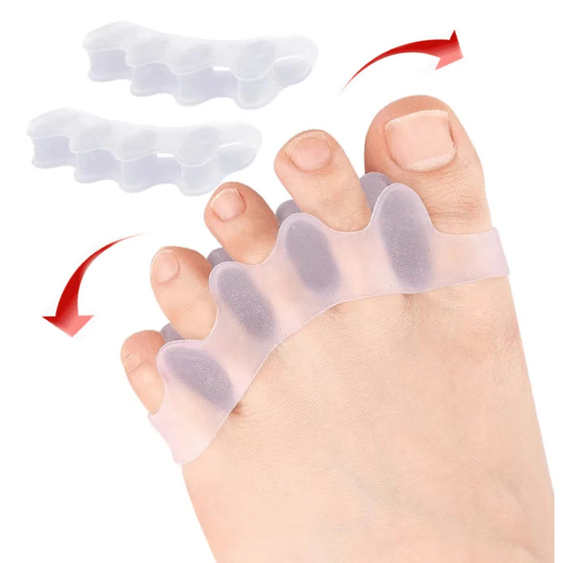 1pair Silicone Protective Toes Separator Suitable Bunion Corrector Material Soft Gel Straightener Spacers Stretchers Care Tool