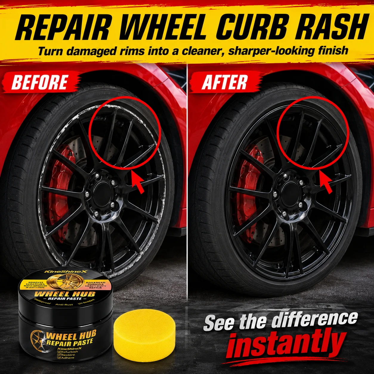 Car Wheel Hub Polishing Repair Paste Fix Alloy Rim Curb Rash Scratches Auto Wheel Detailing Care