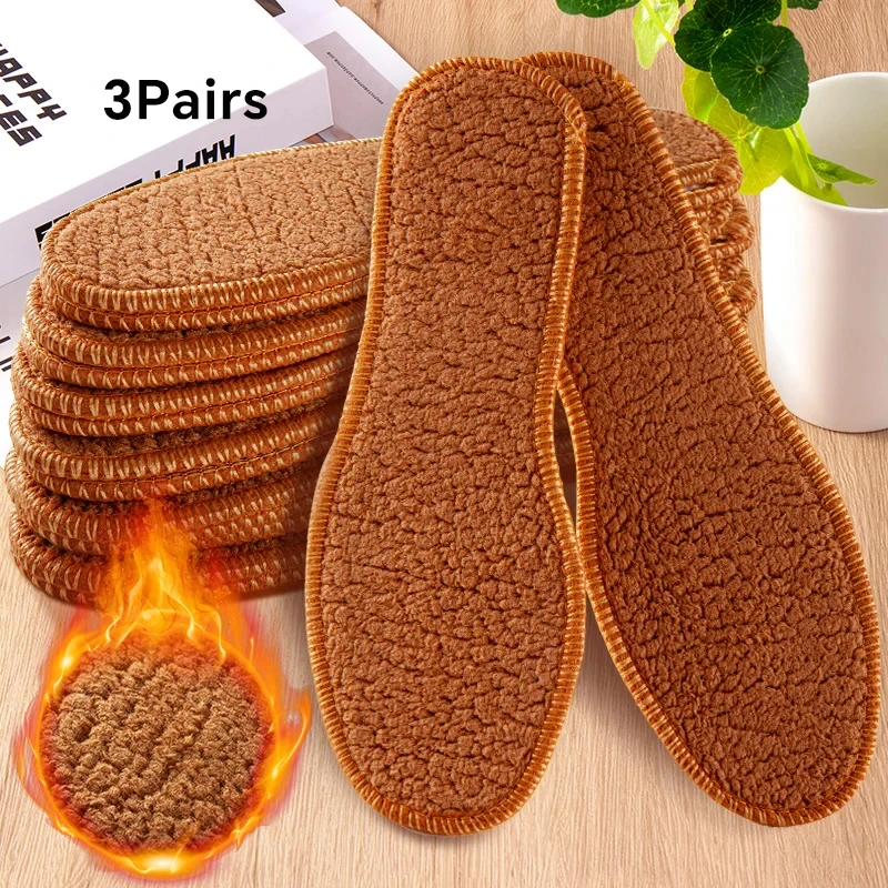 Winter Self Heated Thermal Insoles for Shoes Wool Thicken Warm Soft Shoes Pads for Men Women Breathable Skin-friendly Insoles