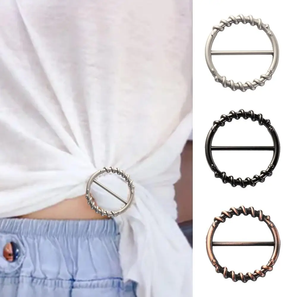 

Waist Adjustment Fixed Snap Clothing Corner Knotted Buckles Multifunctional Hijab Scarf Clip Round Metal Scarf Buckle Gold
