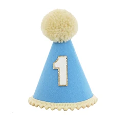 1st Birthday Hat Handmade Party Decoration Cone Hat Pet Hat First Birthday Photography Atmosphere Prop for Girls and Boys