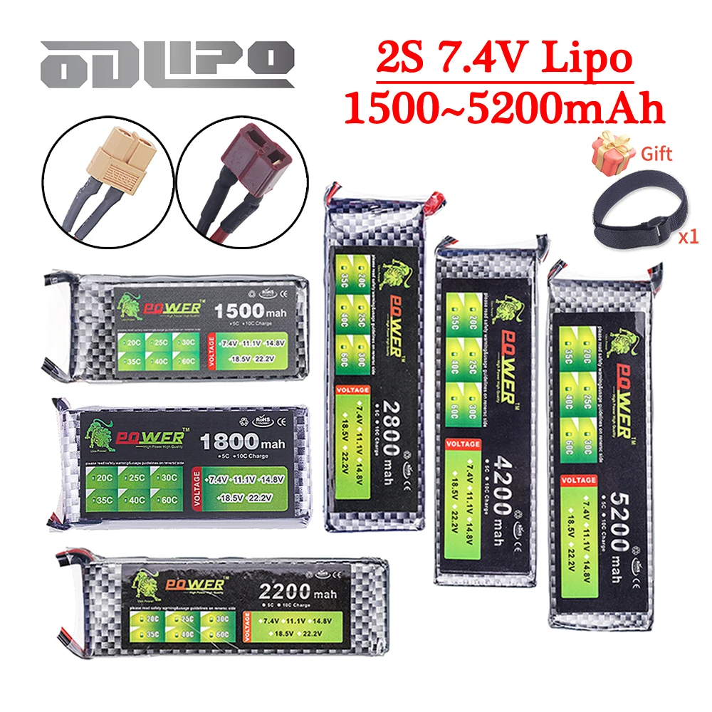 7.4V Lipo Battery 2S 1500mah 1800mah 2200mah 2800mah 4200mah 5200mah 7.4V Dean T XT60 Plug RC Parts 7.4V RC Helicopter Battery