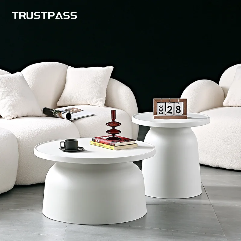 Round Plastic Coffee Table, Small Apartment, Light Luxury, Modern Simple Tea Table, Living Room, Household Side Table