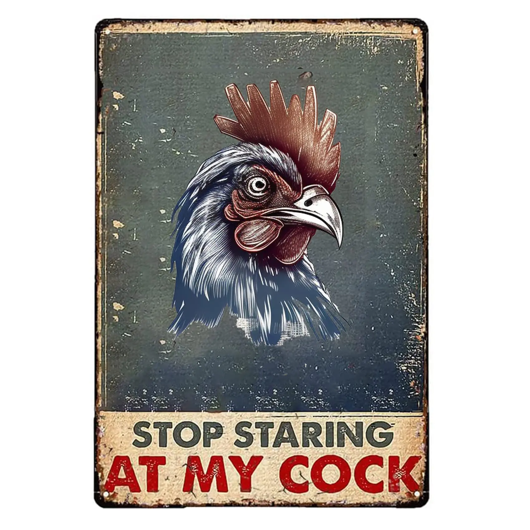Tin Retro Signs Vintage Stop Staring At My Cock Rooster Kitchen Decor Chicken Head Restaurant Man Cave Poster Happy Funny M sign