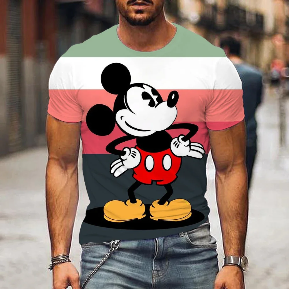 

2024 Summer Anime T Shirt For Men Mickey Mouse Disney 3D Print Cartoon Tee Shirts Summer Style Women Children T-shirt Clothes