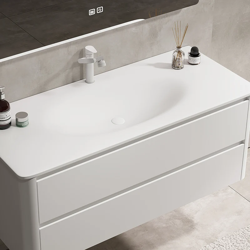 Integrated basin imported artificial stone bathroom cabinet combination washbasin oak paint