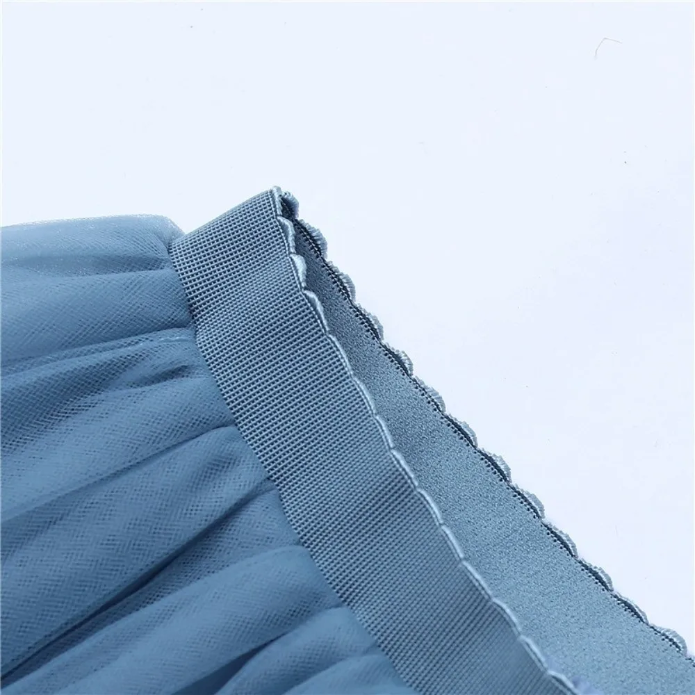 

Elegant High Waist Puffy Skirts Mesh Solid Color Tutu Short Skirts Soft Gauze Skirts Women Dress