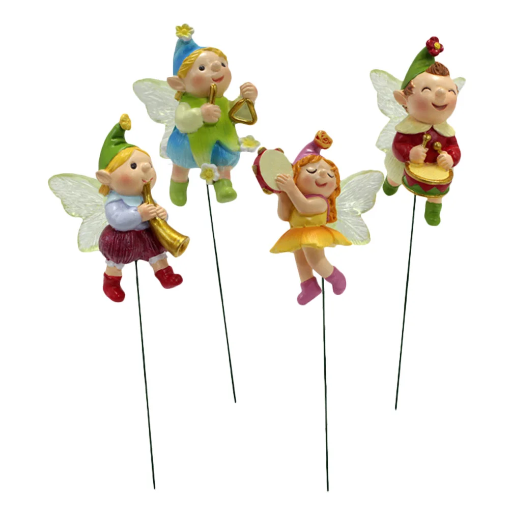 4 قطع مصغرة الجنية حديقة حصة ديكور الراتنج مقاومة للاهتراء بونساي ساحة الديكور في الهواء الطلق-مستوحاة زارع