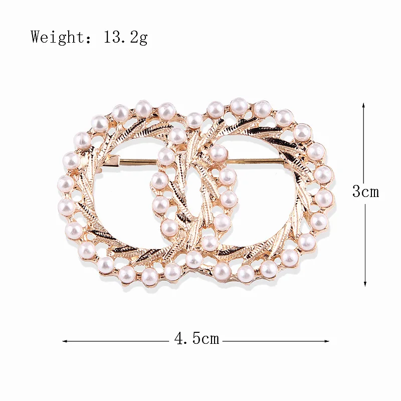 2 Pcs/bag High Quality Fashion Double Ring Clothing Pearl Women's Anti-light Silk Towel Buckle Alloy Brooch