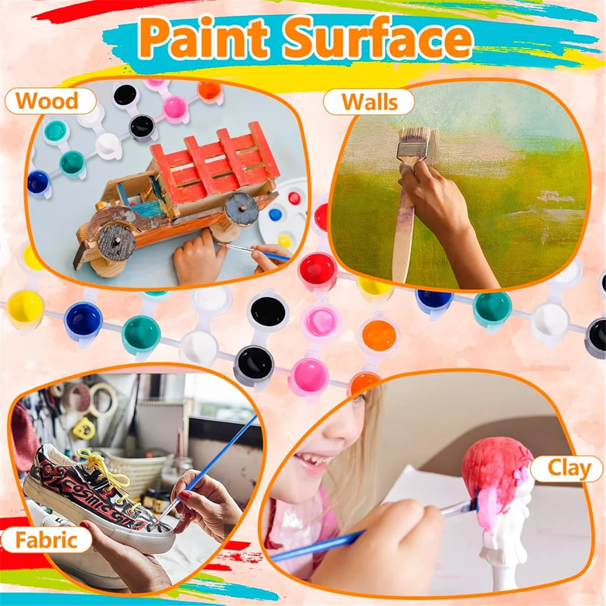 

AA98 20-пакет мини-наборов акриловых красок, для художественной ремесленной живописи, моющийся набор красок для дома, дня рождения, вечеринки, сделай сам, сувениры