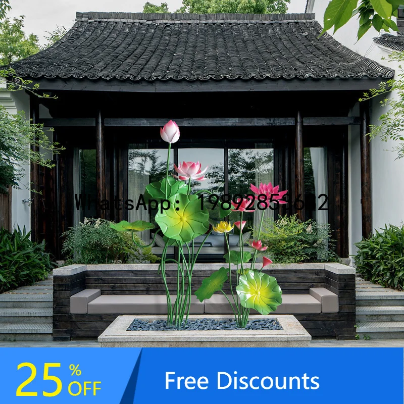

XL Stainless Steel Lotus Leaf Combination Ornament Iron Art Lotus Garden Fish Pond Water Decoration