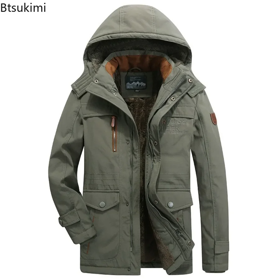 Winter Men's Clothing Cotton-padded Jackets Fleece Lining Thickened Loose Casual Parkas Multi-pocket Cold-resistant Warm Jackets