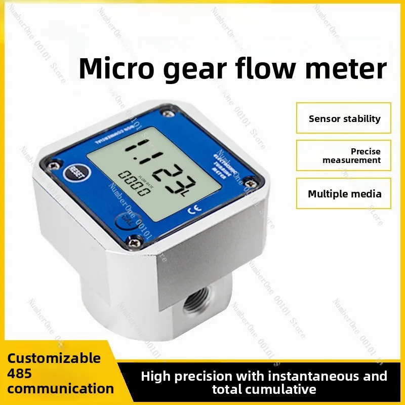 Aluminum Alloy Oval Gear High Pressure Flow Meter, 2/4 Thread Industrial Liquid Counter with Instant & Total Flow Display