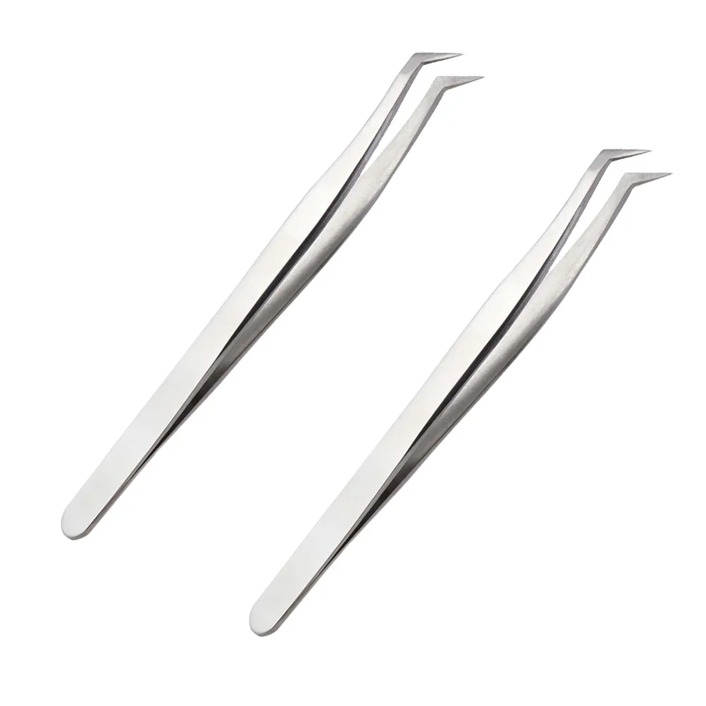 Pince à épiler pour faux cils, 2 pièces, outil d'extension de faux cils, accessoires de Salon de maquillage de haute précision pour scène de mariage, usage quotidien