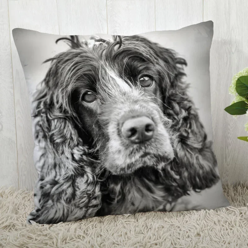 Cocker Spaniel Printing Series Sofa Creative Cushion Cover Simple Pillowcase Home Party Car