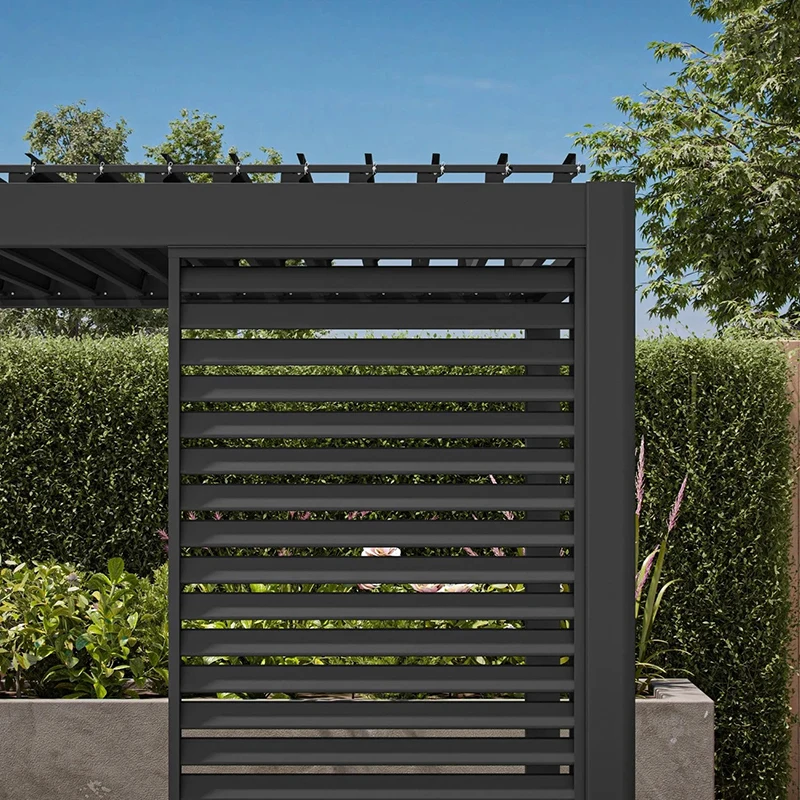 Bioclimatic Aluminum Alloy Pergola Waterproof Outdoor Gazebo Summerhouse with Louvered Roof for Garden Patio Building