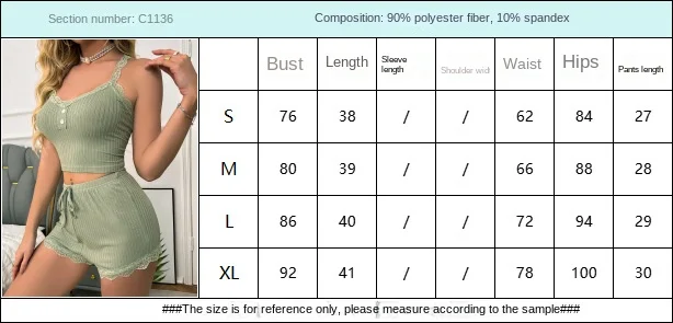 Set Piyama Seksi Wanita Musim Panas Celana Pendek Tali Renda Baju Rumah Kasual Set Dua Potong Set Pakaian Tidur Nyaman Wanita