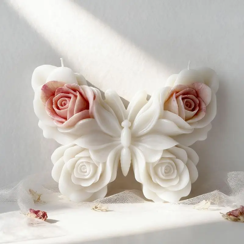 DIY Rose Butterfly Form Silicone Mold Handmade Aroma Candle Plaster Epoxy Resin Ornament Mold Soap Candle Making Supplies view 6