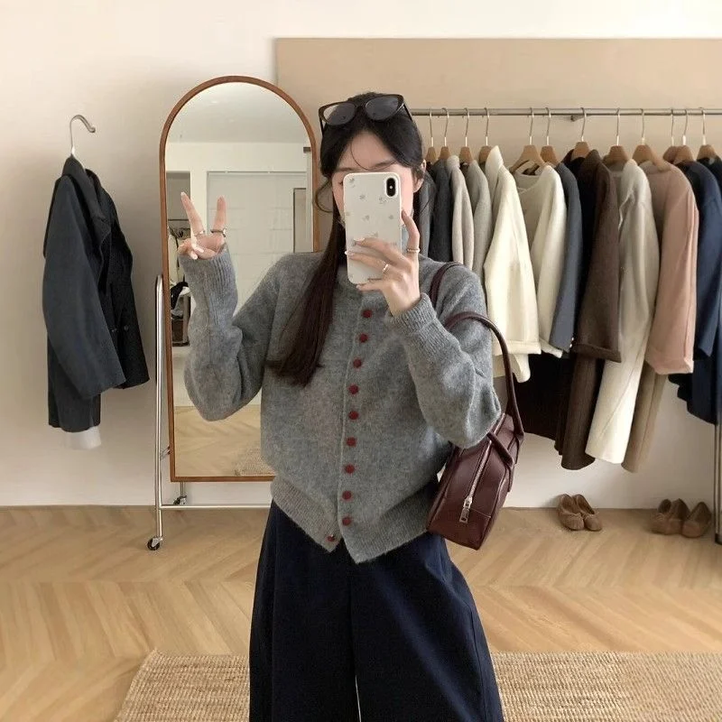 

Soft Cozy High Collar Knitted Open Cardigan Women's Autumn Winter Casual Top Versatile Leisure Sle European Faion Regular...