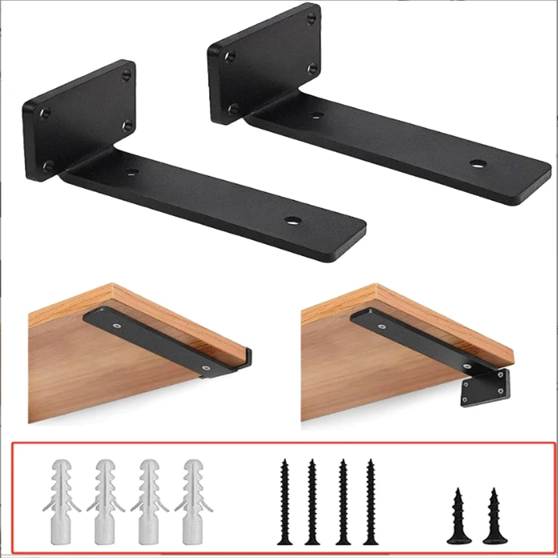 Floating Shelf Brackets Heavy Duty Cast Iron Shelves Brackets, 1/5 Inch Thicked Invisible L Brackets For Shelves Support