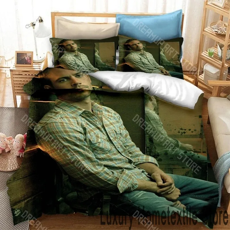 3D Printed Paul Walker Bedding Set for Boys Girls Duvet Cover And Pillowcase Included Twin Queen King Full Single Double Sizes