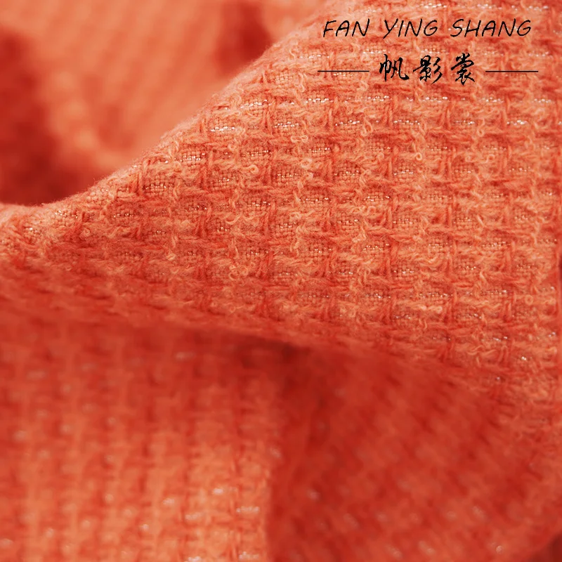 

2025 Оранжевая яркая жаккардовая твидовая ткань для пальто Telas Para Costura Tissus Couture ткань Материал для шитья Stoff Tecido Diy