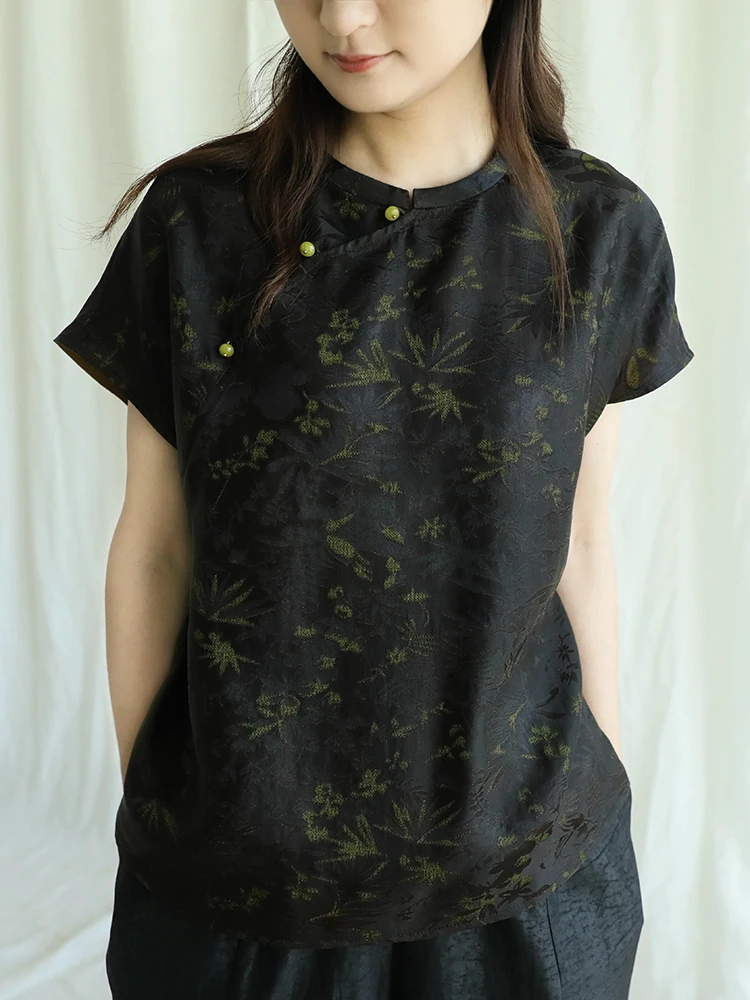 

Summer Edition ort Sve Silk irt Women's 2025 Sle 28 Momme Silk Small Top Chinese Revised Upper Body