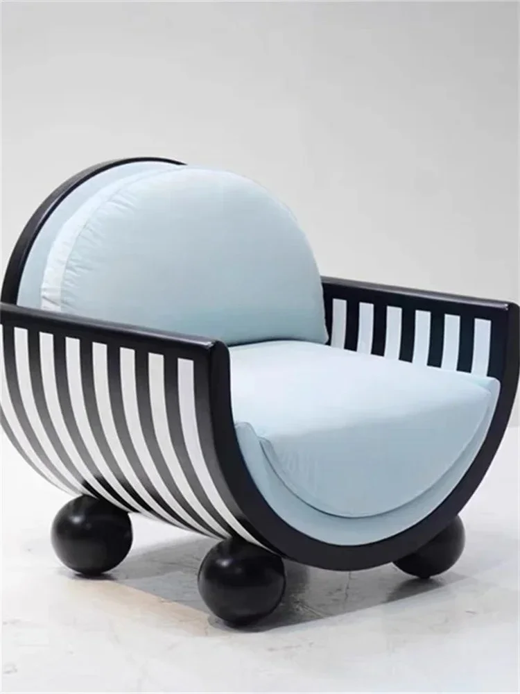 French Style Chinese Style Single Fabric Sofa Minimalist Living Room Fashion Casual Solid Wood Wingback Chair
