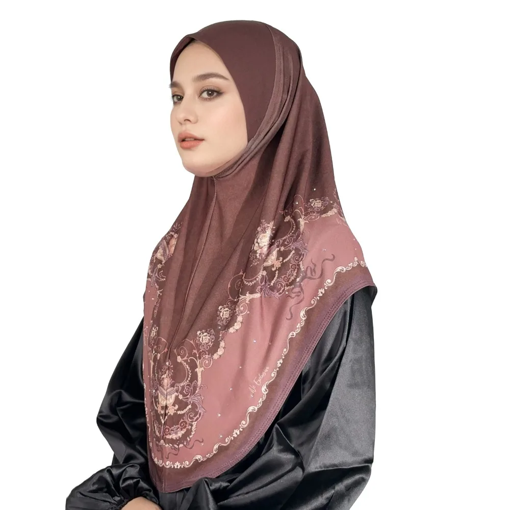

Luxury Chiffon Floral Print Chiffon Hijabs Linen Ethnic Arab Lady Headscarf All-match Multicolor Head Wrap Fashion
