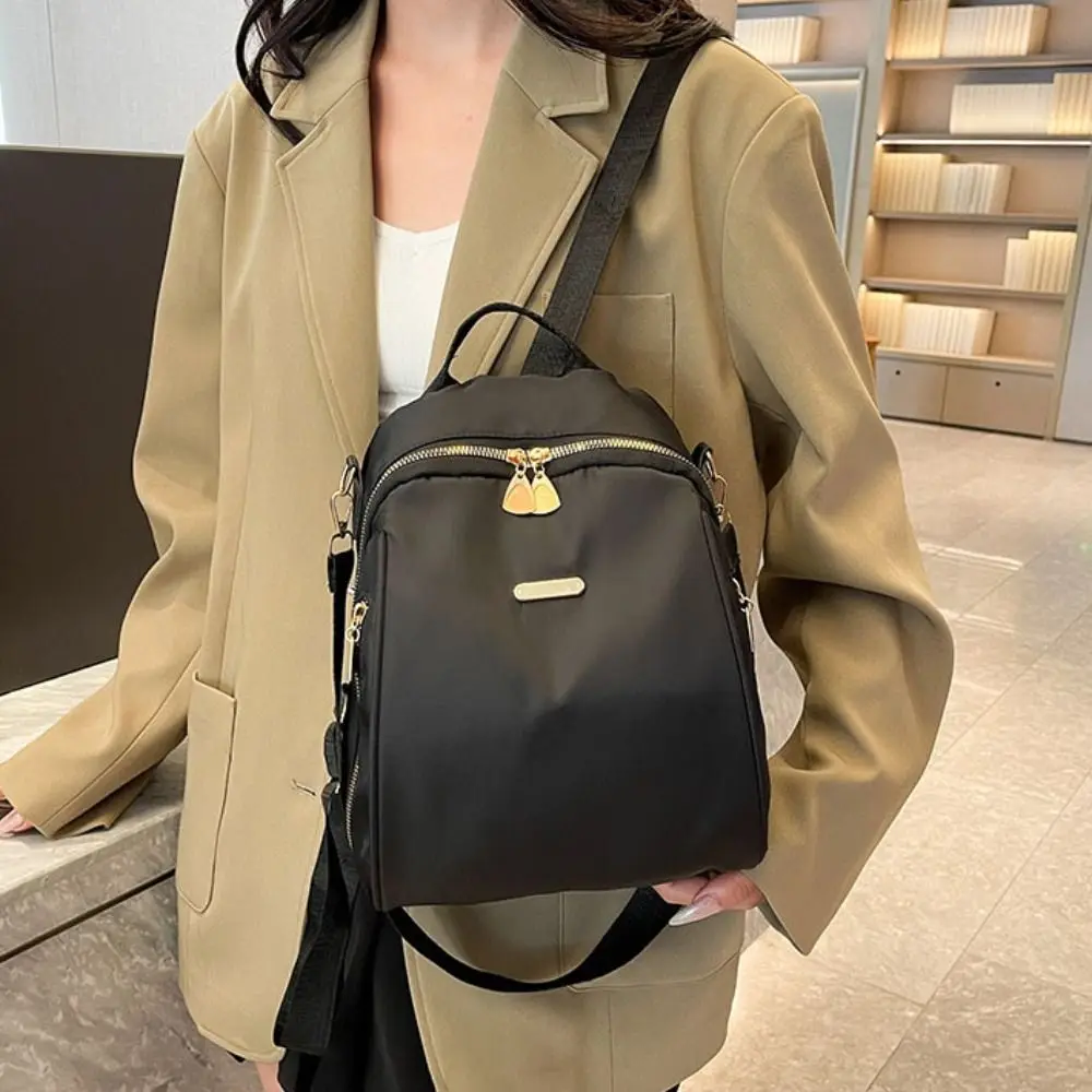 

Crossbody Bag Multi-functional Nylon Backpack Small Travel Black Shoulder Bag Simple Handbag Retro Backpack Lady