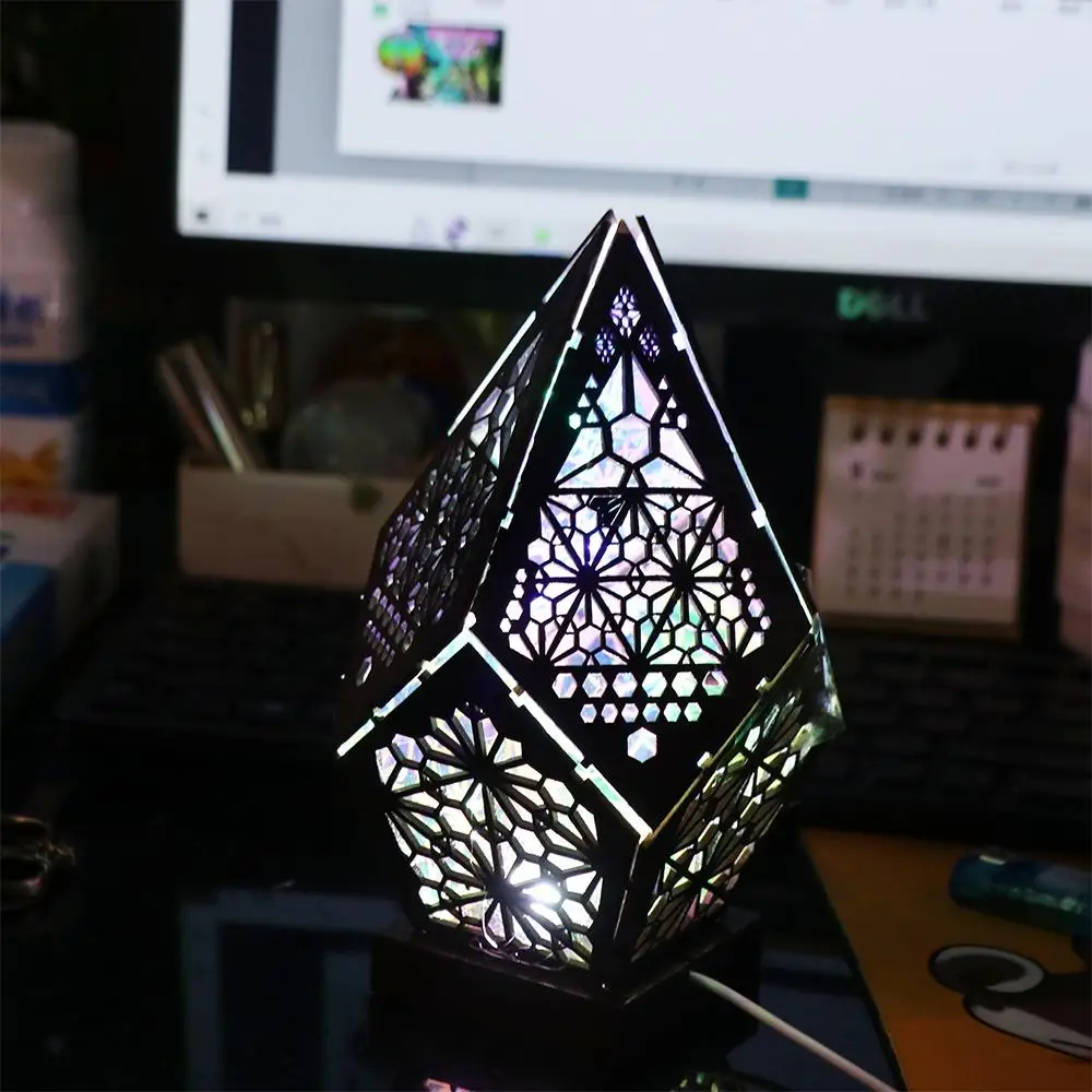 Multifunctional Colorful Bohemian Floor Projection Lamp USB Glowing LED Projection Light Retro Waterproof Night Lights Garden