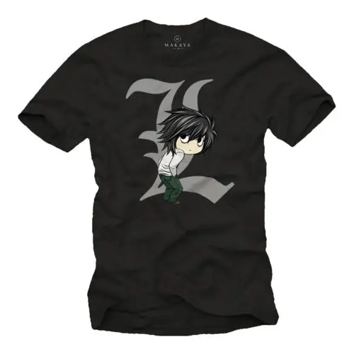 Herren T-Shirt Death l blau Manga Anime Note Comic Geschenk Jungs Männer