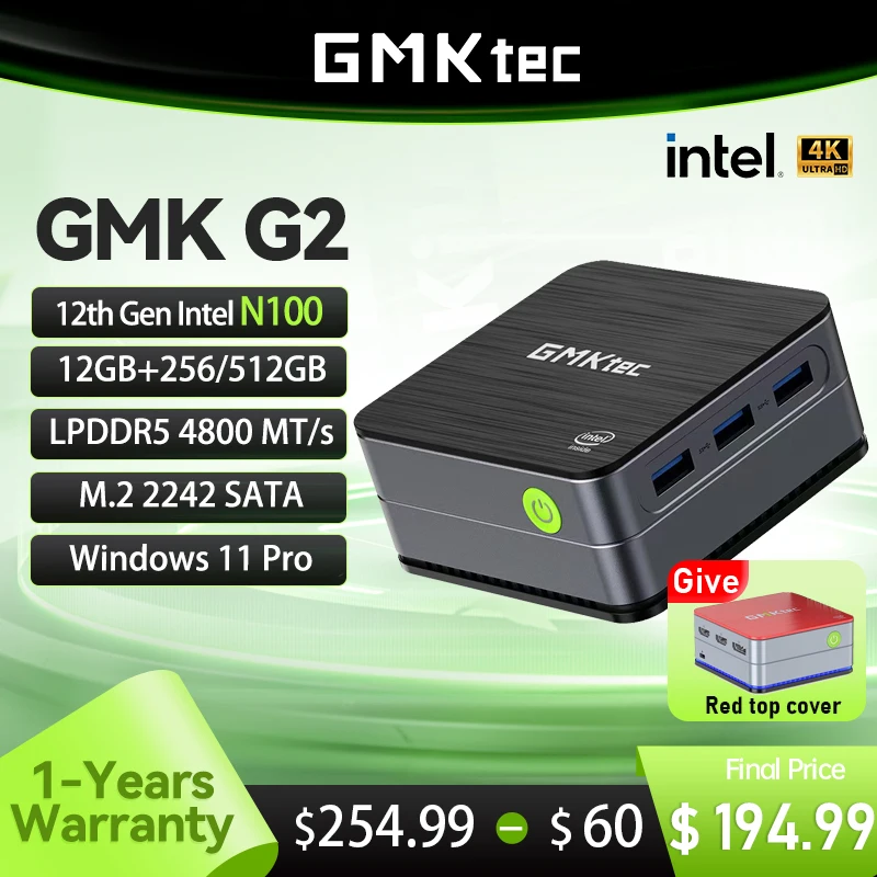 Gmktec-Mini PC Windows 11 Pro,Intel n100,12th ddr5,12GB sata 256GB/512gbwifi 6,デスクトップ,コンピューター,ミニPCで動作