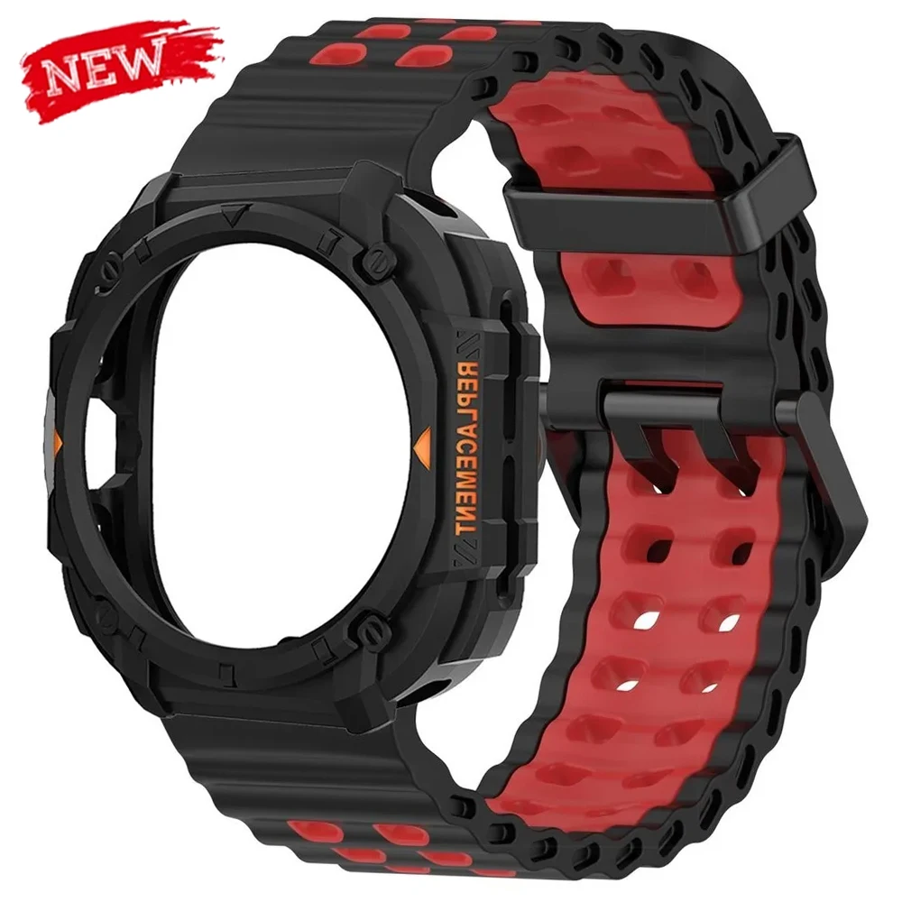 Belüftete Armor-Hülle + Armband für Samsung Galaxy Watch Ultra 47mm (2025) (2024) Cover Ocean Band Silikon-Uhrenarmband Correa Armband