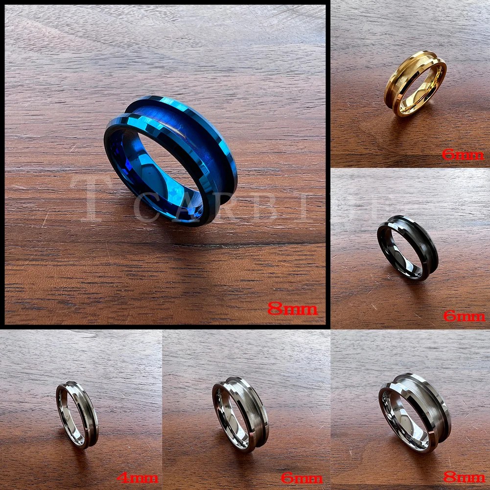 Wholesale Dropshipping 4/6/8mm The Most Popular Tungsten Carbide Ring Empty Blanks 2.0/3.0/4.0 Groove Beveled Polished Finish